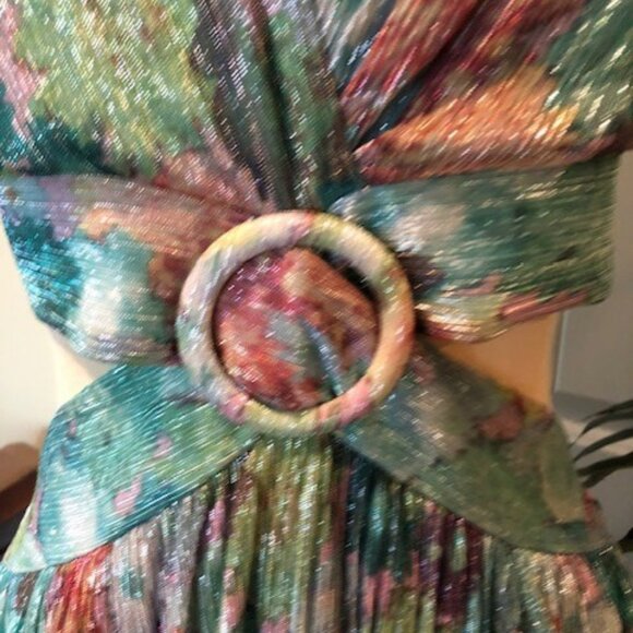 RAMY  BROOK Aqua Maxi Dress Sparkly Side Cutouts NEW  W/TAGS $495 Summer Wedding - Picture 3 of 7